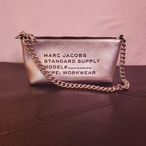 Marc Jacobs Silver Metallic Chain Wristlet Pouch